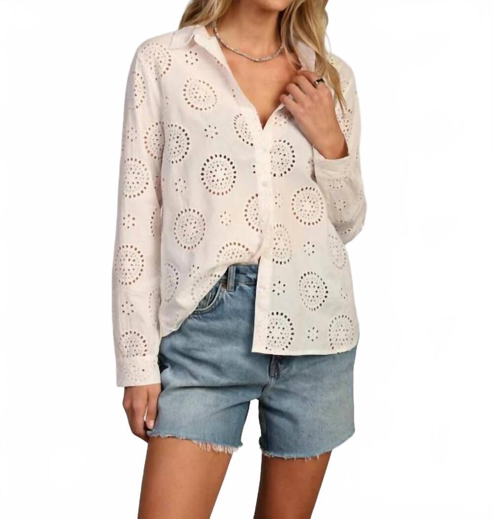 NEW DYLAN BY TRUE GRIT elle button up top in vintage white